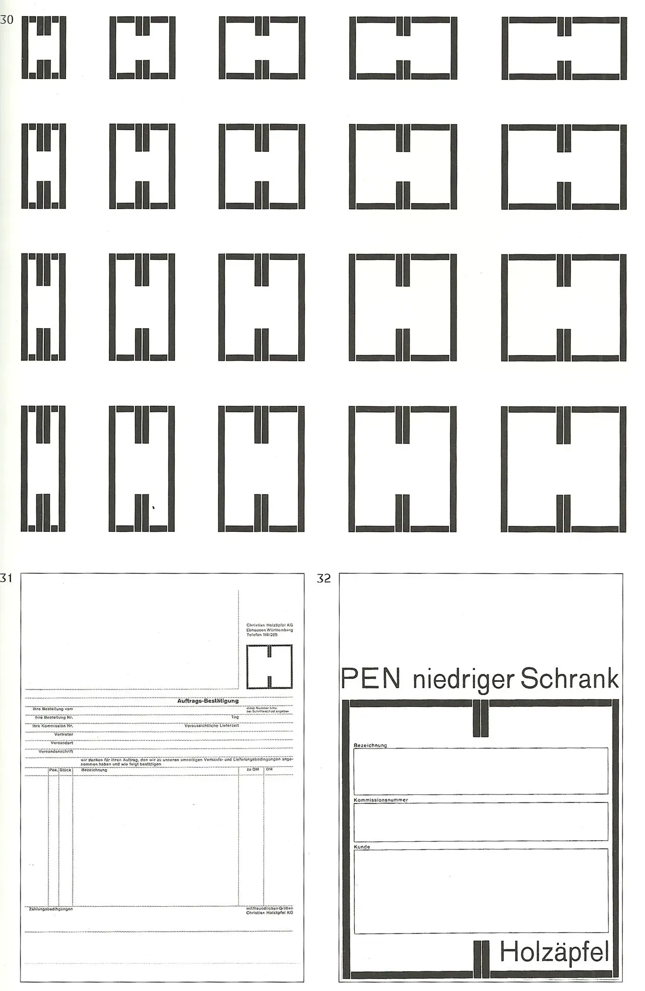 Karl Gerstner imagined in 1960 a logo system for Christian Holzäpfel’s identity, a furniture company. The trademark can be adapted regarding its size, its position in the design, or if it’s used as a signature or a container. These 20 variations can be replaced by a single Variable Font file.