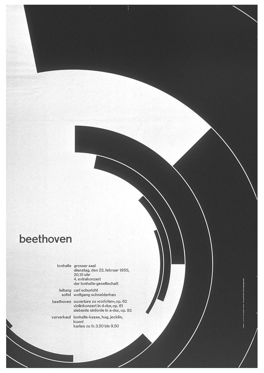 Josef Müller-Brockmann, Tonhalle – Beethoven, 127,5 x 90 cm, 1955.